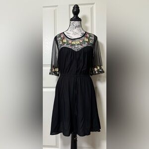 True Destiny Black and Pink Embellished Sundress with Sweetheart Neckline